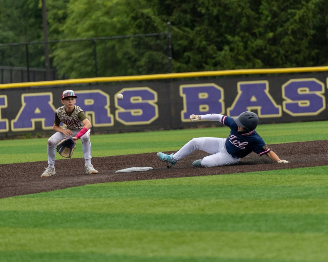 Baseball slide into second base